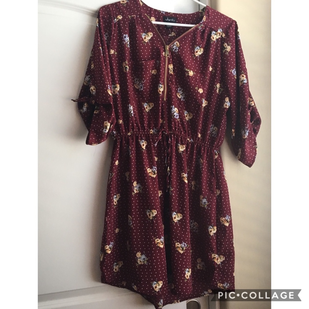 Cute Maroon Shirt dress with floral print